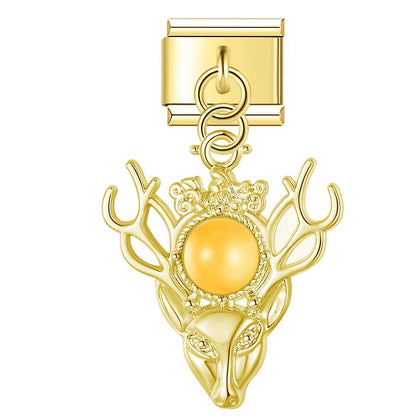 Regal Golden Stag & Pearl Dangle Charm