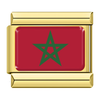 Morocco flag Italian charm for a 9mm charm bracelet in stainless steel, by Charmtastic