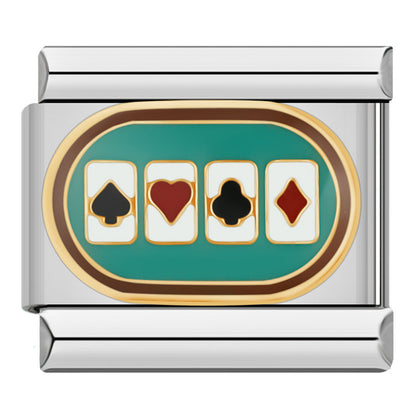 Games & Casino Italian Charms — Lucky 7, Dice, Poker, Victory & Gaming Bracelet Links
