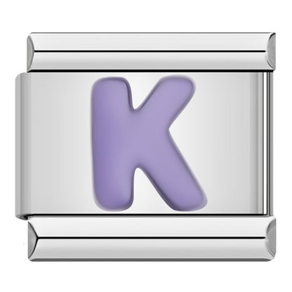 Purple Letter Initial Italian Charms A–Z — Lilac Alphabet Personalised Bracelet Links