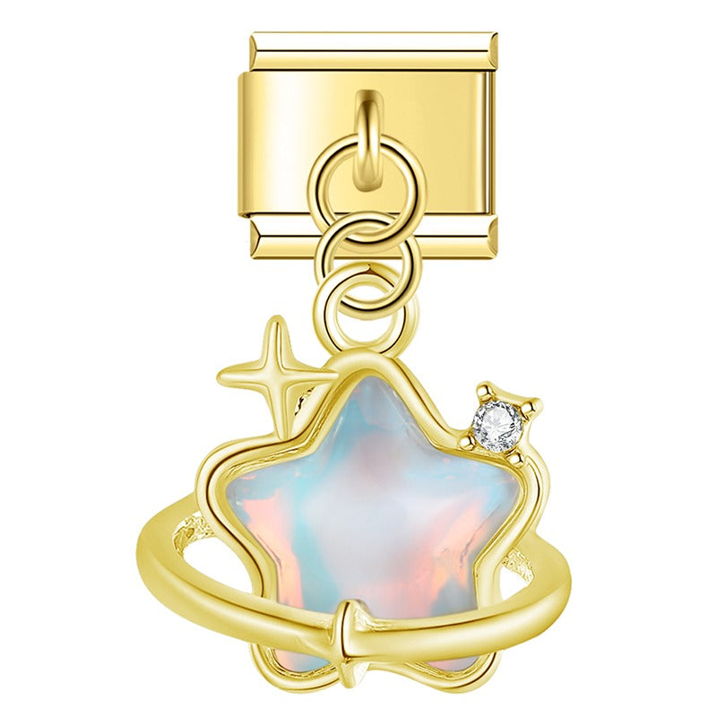 Celestial Star & Ruffled Heart Dangle Charm