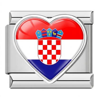 Global Love Heart Italian Charms — World Country Heart Flag 9mm Bracelet Links