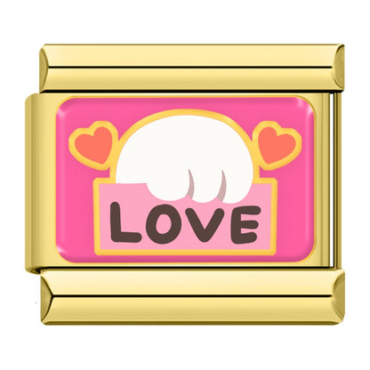 Sweet Valentine's Romance Golden Italian Charms — Love Scene Bracelet Links