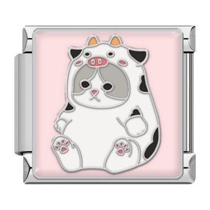 Cute Cat & Dog Italian Charms — Pink & Blue Pet-Themed Bracelet Links
