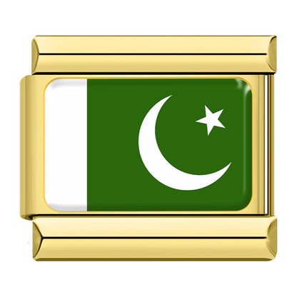 Pakistan flag Italian charm for a 9mm charm bracelet in stainless steel, by Charmtastic