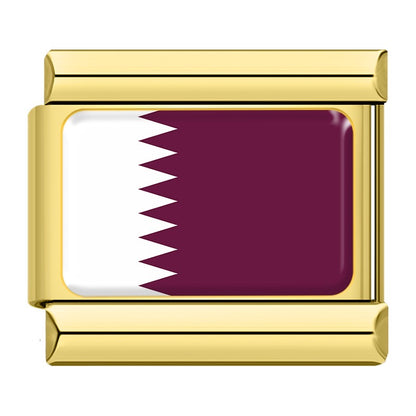 Qatar flag Italian charm for a 9mm charm bracelet in stainless steel, by Charmtastic