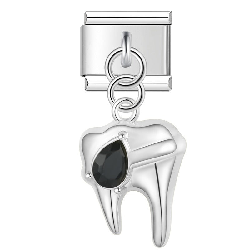 Tooth Shiny dangle charms silver&gold