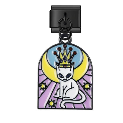 The Mystical Tarot & Celestial Cat Dangle Charm in Black