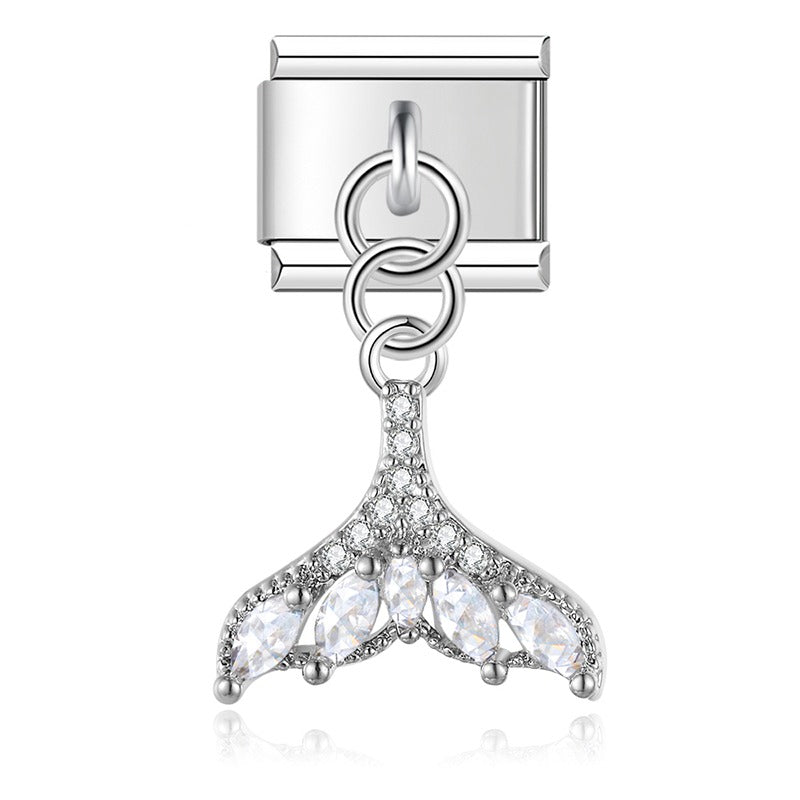 Diamond silver themed dangle charms