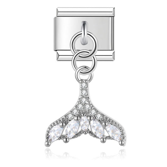 Diamond silver themed dangle charms