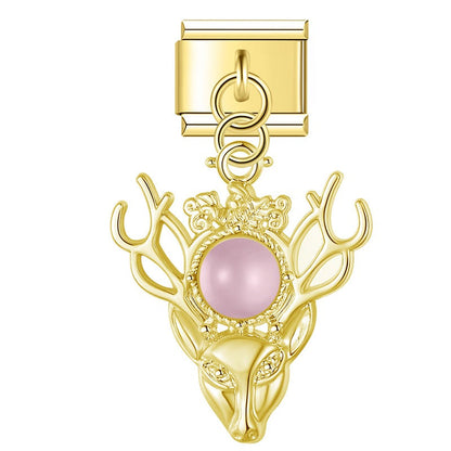 Regal Golden Stag & Pearl Dangle Charm