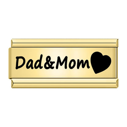 Golden Double Word Italian Charms — Love, Dream, Family, Daughter & Princess Bracelet Links