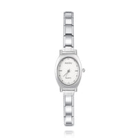 Sleek Oval Silver Watch with Minimalist Dial — Clean Italian Charm Watch Bracelet