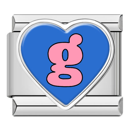 Colourful Heart Letter Initial Italian Charms a–z — Lowercase Alphabet Heart Bracelet Links