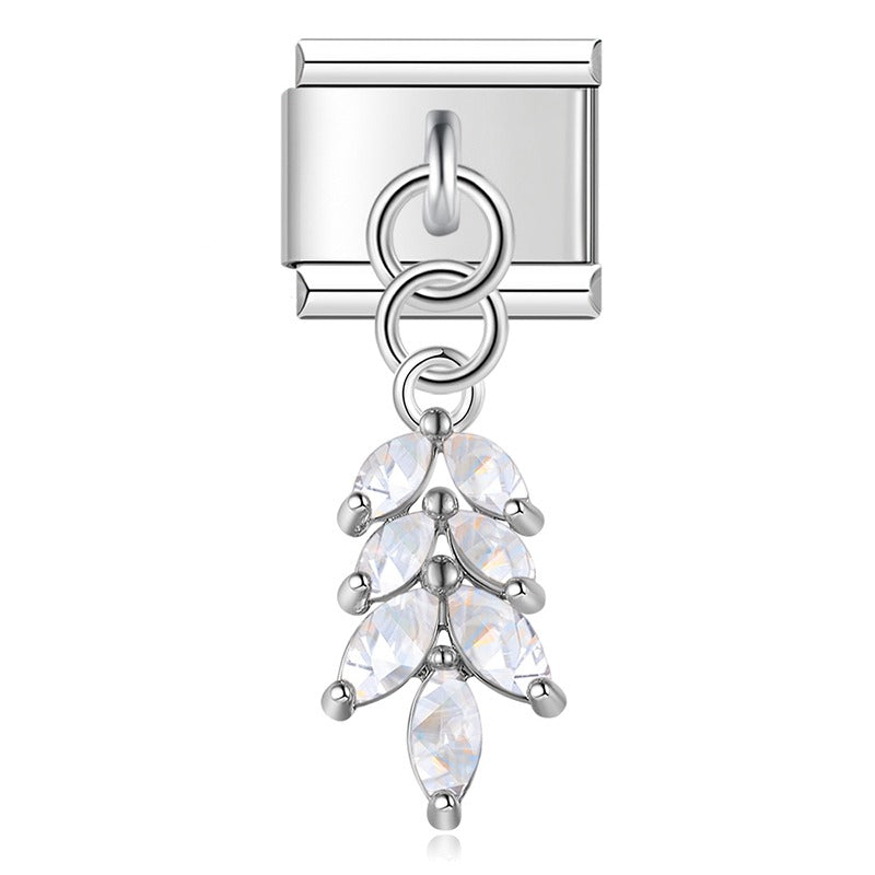 Diamond silver themed dangle charms