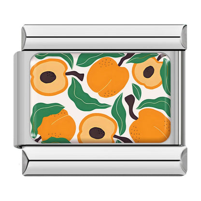 Vibrant Fruit Pattern Italian Charms — Bold Full-Surface Fruit Print Bracelet Links