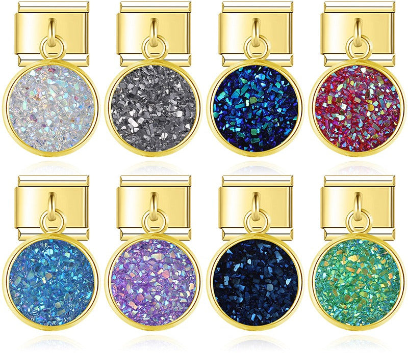 Round Shiny Sparkling golden dangle charms