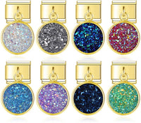 The Round Shiny Sparkling Druzy Dangle Charm in Gold
