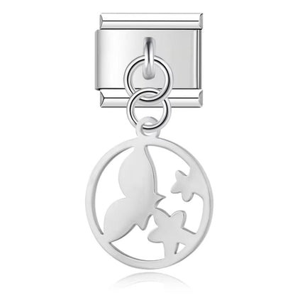 Round Infinite Mama, Love & Family Butterfly Charms