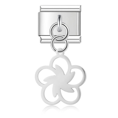 The Delicate Cut-Out Heart & Floral Silhouette Dangle Charm