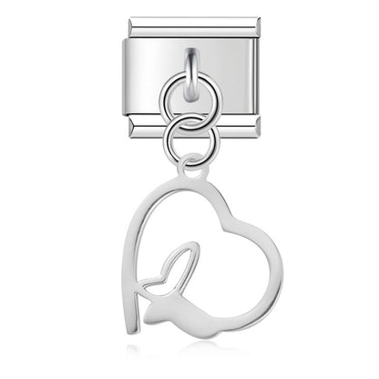The Delicate Cut-Out Heart & Floral Silhouette Dangle Charm