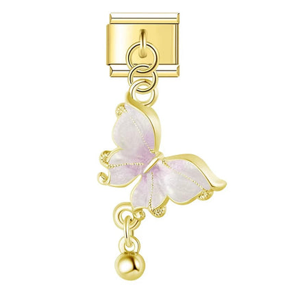 The Colourful Butterfly Dangle Charm in Gold