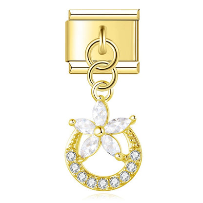 Elegant Diamond Starfish Star Flower charms in gold