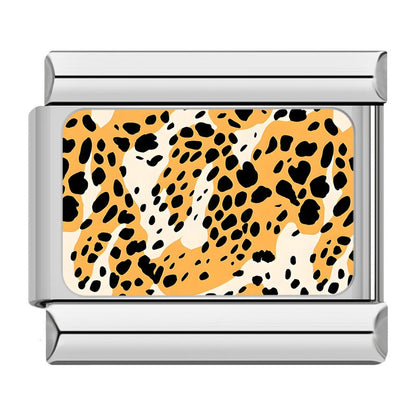 Colourful Leopard Print Italian Charms — Animal Print Pattern Bracelet Links