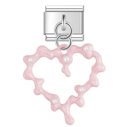 Melted Pearl Heart Dangle Charm