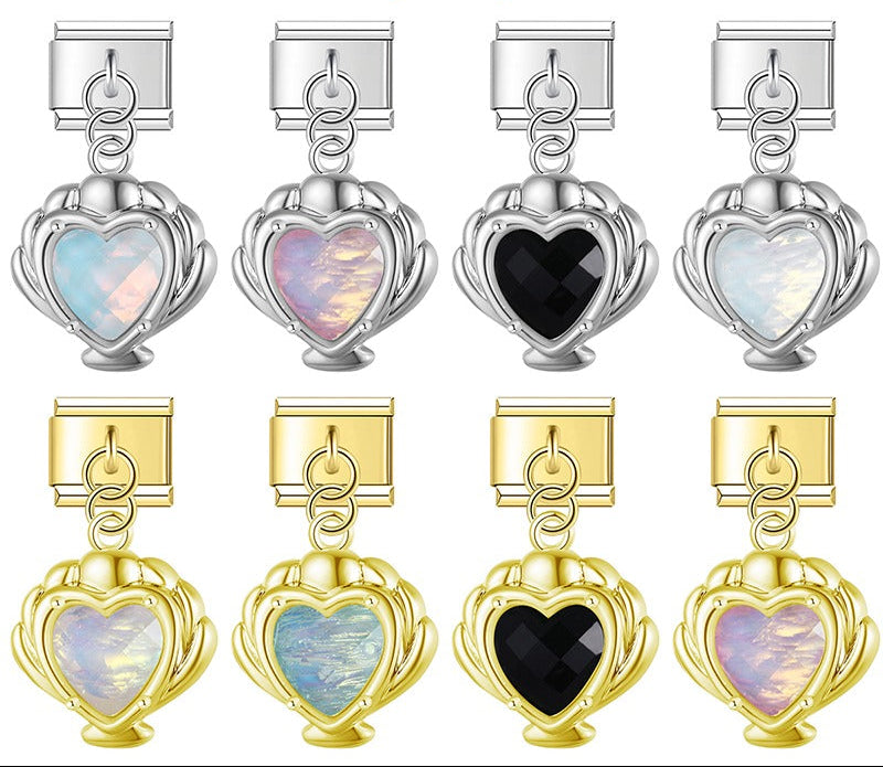 Mermaid’s Treasure Shell & Opalescent Heart Dangle Charm