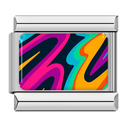 Retro Psychedelic Swirl Pattern Italian Charms