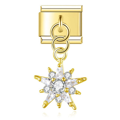 Elegant Diamond Starfish Star Flower charms in gold