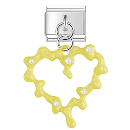 Melted Pearl Heart Dangle Charm