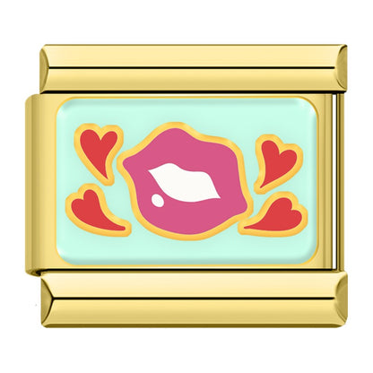 Sweet Valentine's Romance Golden Italian Charms — Love Scene Bracelet Links