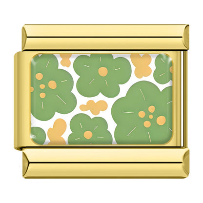 Retro 70s Floral & Botanical Pattern Italian Charms — Liberty-Style Printed Bracelet Links