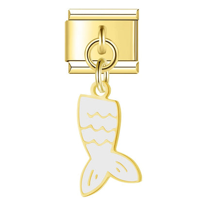 The Tropical Fish & Mermaid Tail Dangle Charm in Gold