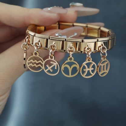 The Rose Gold 12 Constellation Zodiac Dangle Charm