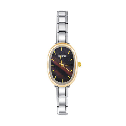 Elegant Oval Watch with Minimalist Dial — Clean Italian Charm Watch Bracelet
