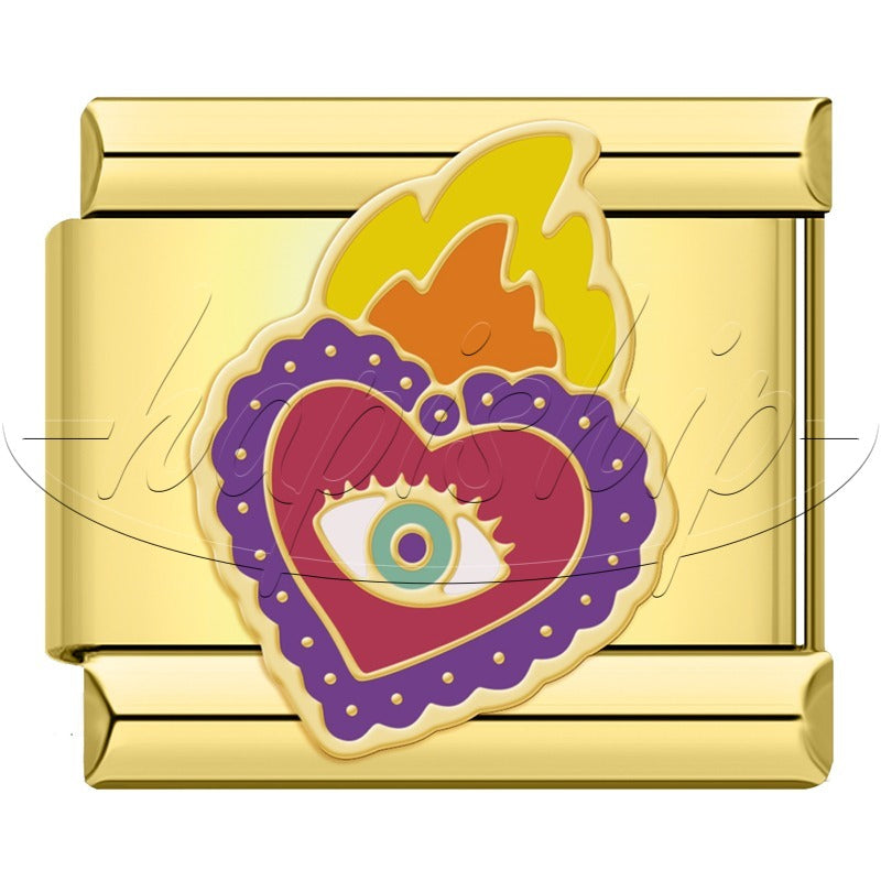 Golden Hrart Cat Flower Skull  DJ1826-A