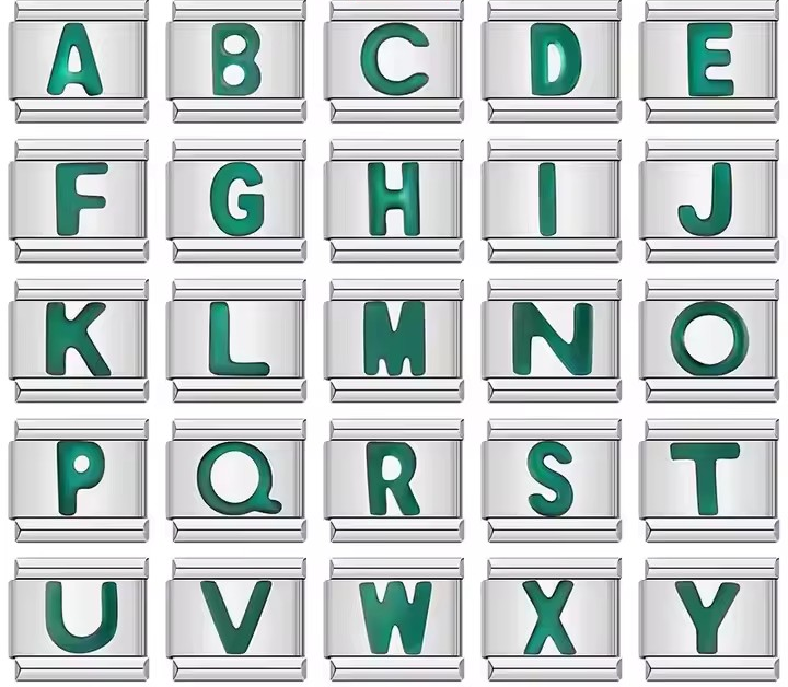GREEN LETTERS CHARMS