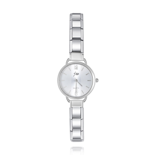 Modern Round 12 & 6 Numeral Italian Charm Watch — Minimalist Marker Watch Bracelet
