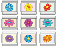 Colourful Spring Flower Italian Charms — Vivid Enamel Floral Bracelet Links in Multiple Colours