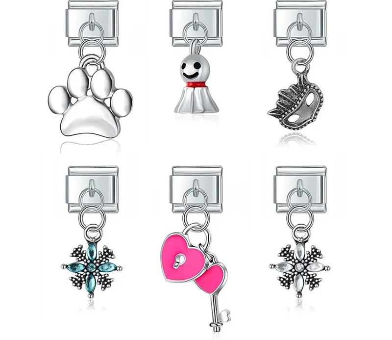 bow heart key ice spring mask italian charms 