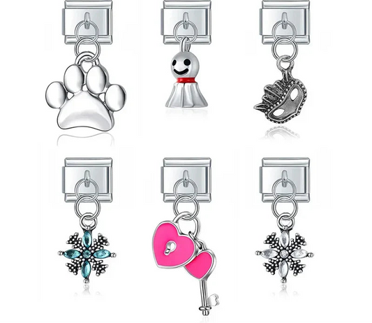 bow heart key ice spring mask italian charms 