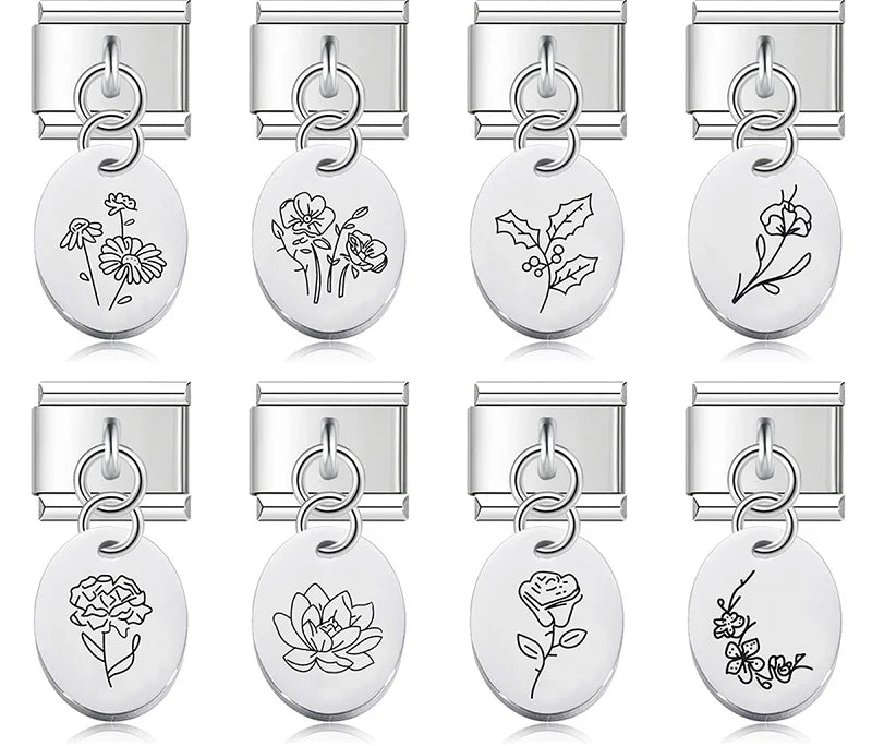 Ellipse Flower Italian Charms Links DJ008