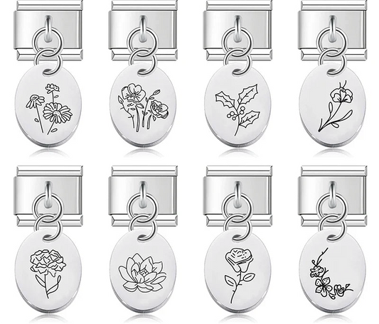 Ellipse Flower Italian Charms Links DJ008