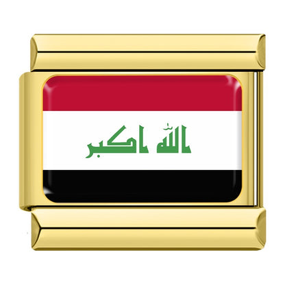 Iraq flag Italian charm for a 9mm charm bracelet in stainless steel, by Charmtastic