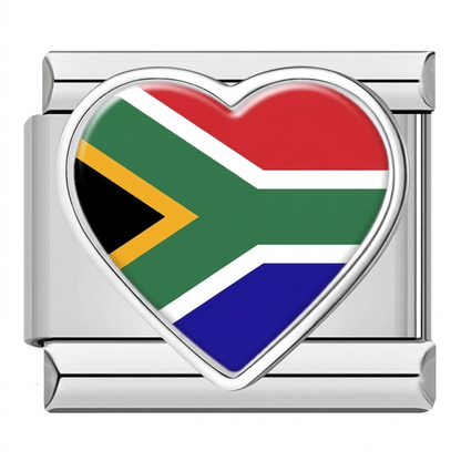 Global Love Heart Italian Charms — World Country Heart Flag 9mm Bracelet Links