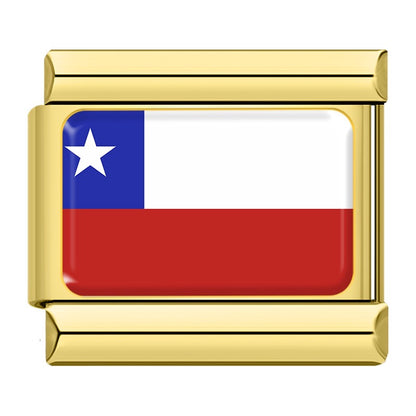 Chile flag Italian charm for a 9mm charm bracelet in stainless steel, by Charmtastic