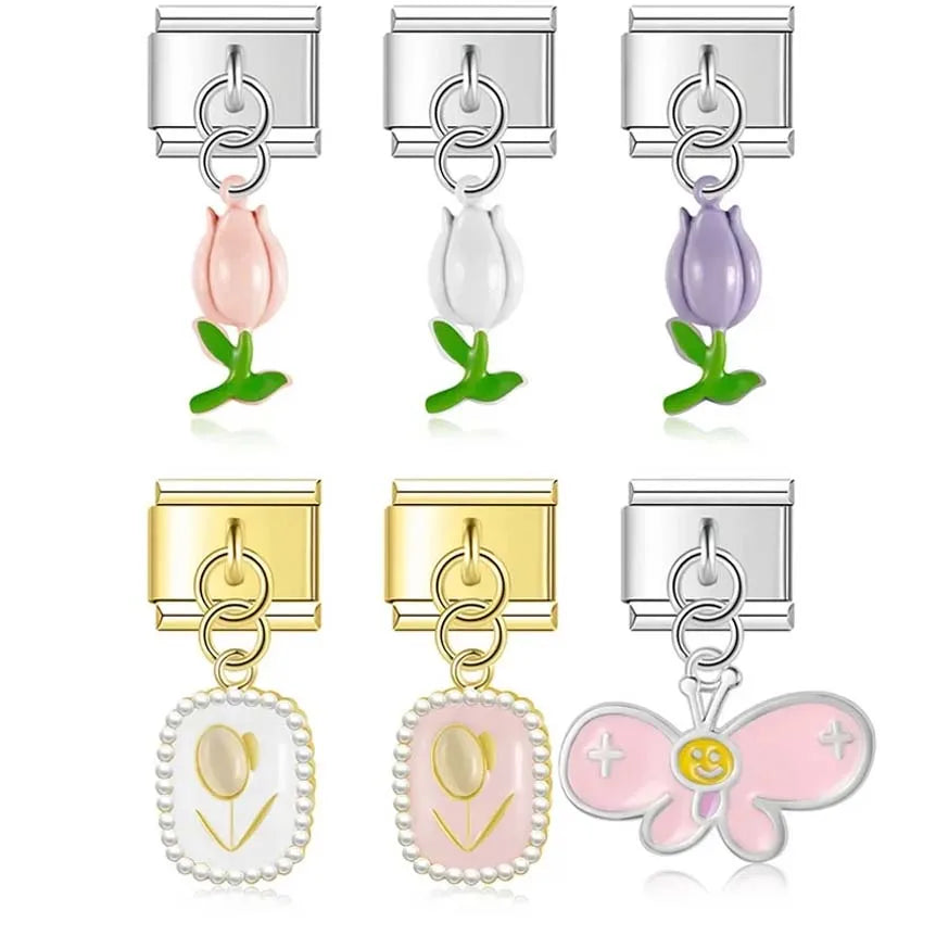 Butterfly Tulip Flower charms